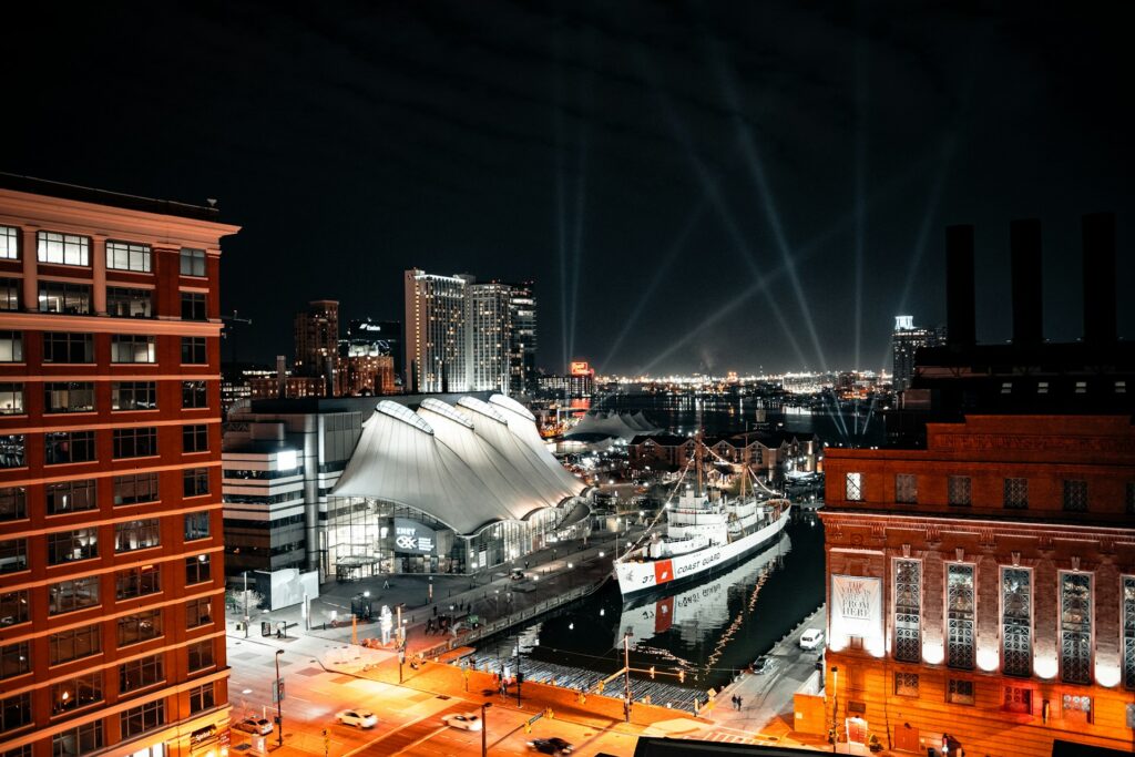 Baltimore, Maryland at night